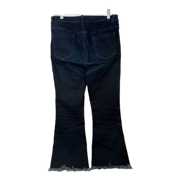 Ecru Lab Womens Size M Flare Capri Jeans Cropped Blue Fringe Hem 23 Inch Inseam - Picture 2 of 10